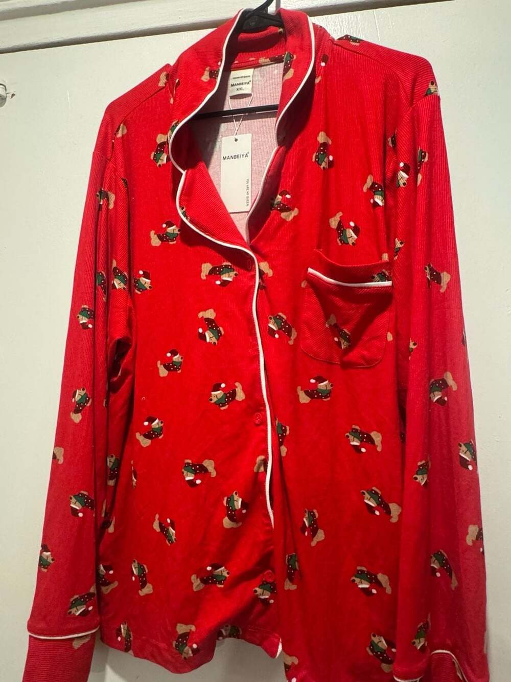 Manbeiya Christmas Dog Print Pajama Set XXL